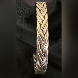 Vintage Woven Chevron Sterling Silver 925 Taxco TE-51 Adjustable Cuff Bracelet